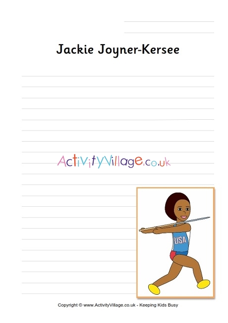 Jackie Joyner-Kersee writing page
