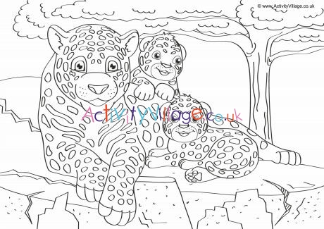 Jaguars Scene Colouring Page