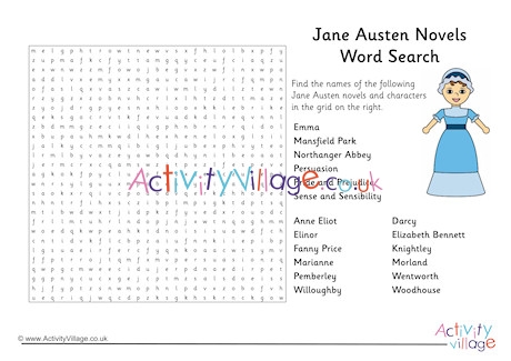 Jane Austen Novels Word Search