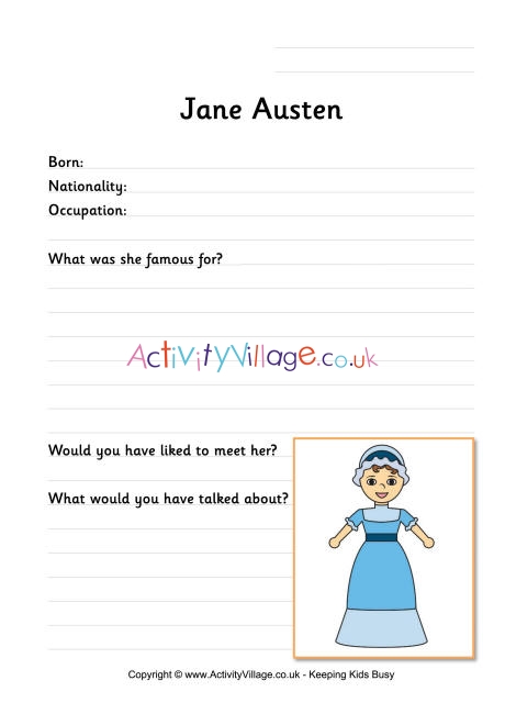 Jane Austen worksheet