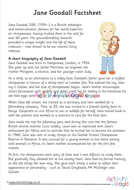 Jane Goodall factsheet