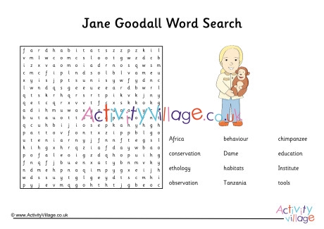 Jane Goodall Word Search