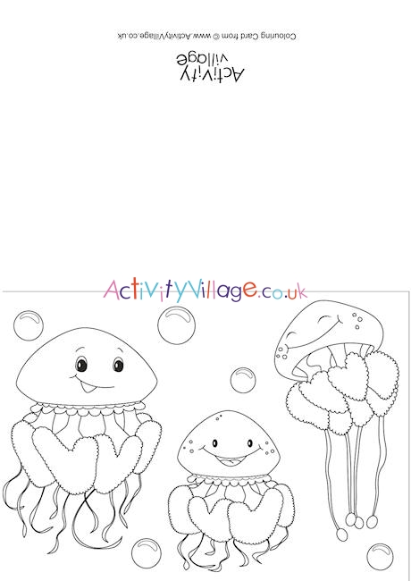 Jellyfish Scene Colouring Card