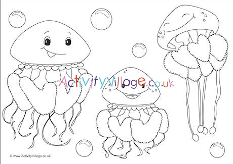 Jellyfish Scene Colouring Page