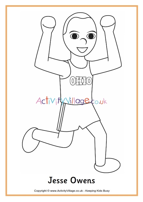 Jesse Owens colouring page