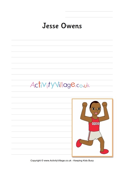 Jesse Owens writing page