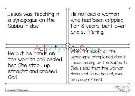 Jesus Heals A Crippled Woman Caption Cards