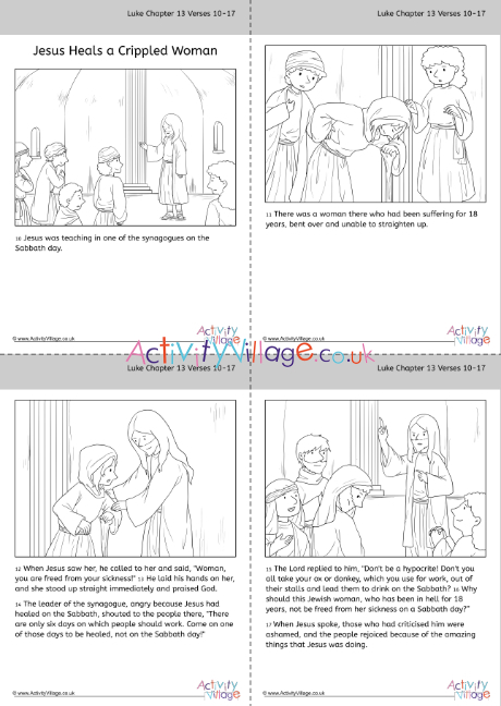 Jesus Heals A Crippled Woman Story And Colouring Book