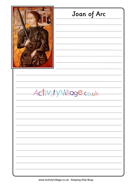 Joan Of Arc Notebooking Page