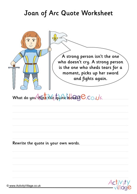 Joan of Arc Quote Worksheet