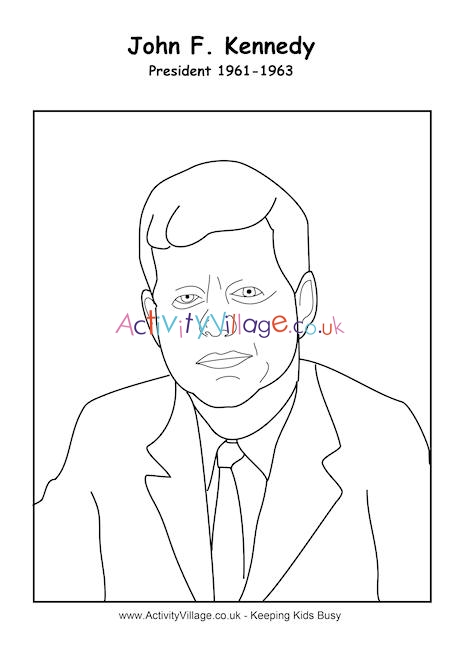 John F Kennedy colouring page