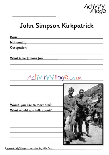John Simpson Kirkpatrick worksheet