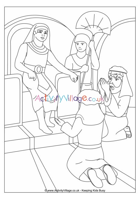 Joseph and Pharaoh colouring page