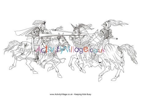 Jousting colouring page
