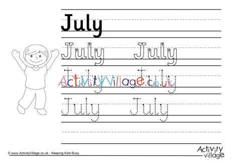 July handwriting worksheet