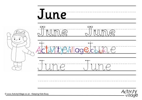 June handwriting worksheet