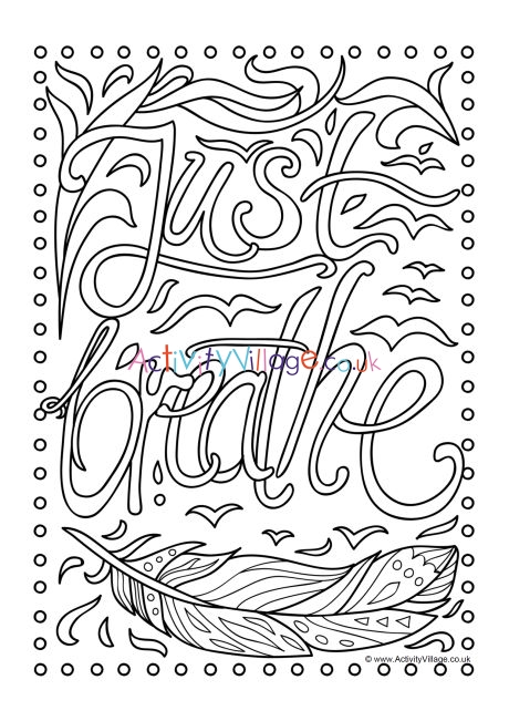 Just breathe colouring page