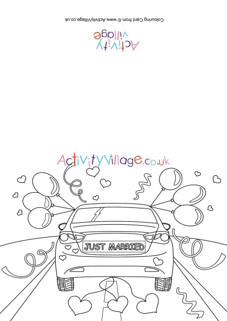 Just married colouring card
