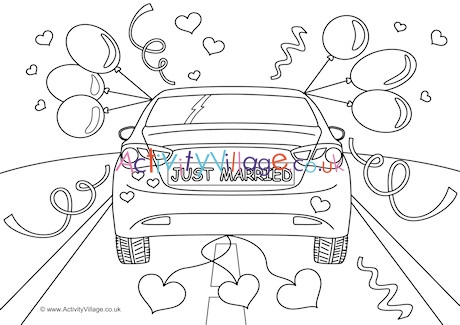 Just Married Colouring Page