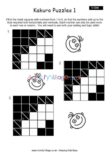 Kakuro puzzle 1 - 5 grid