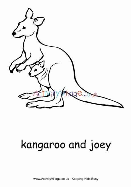 Kangaroo and Joey Colouring Page