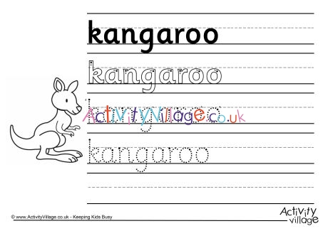 Kangaroo handwriting worksheet