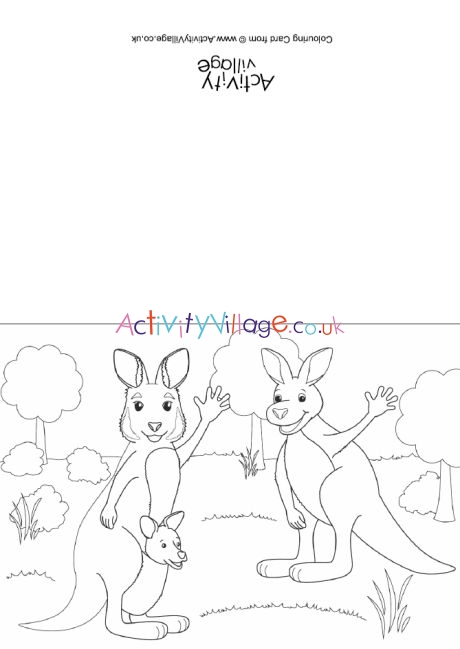 Kangaroo scene colouring card