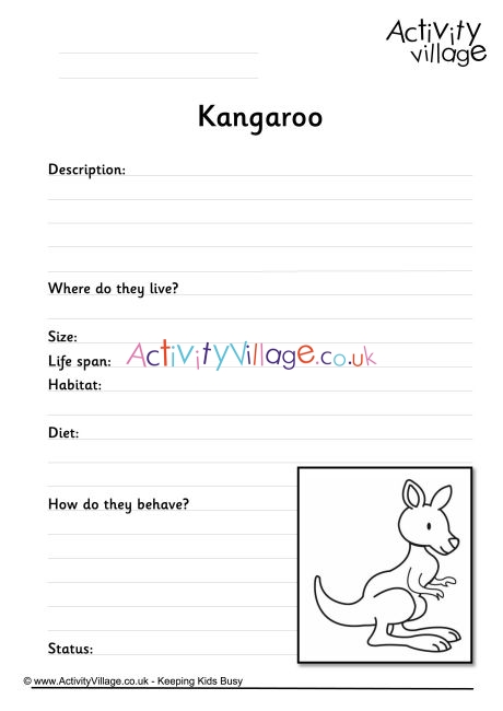 Kangaroo worksheet