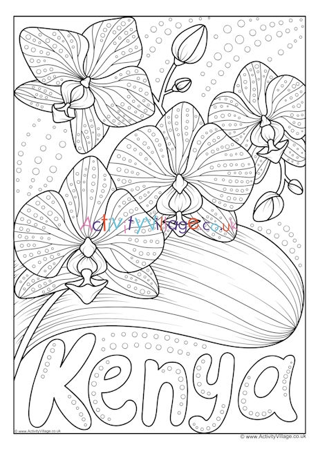 Kenya national flower colouring page