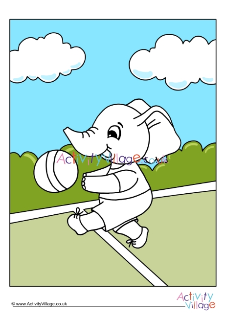 Kicking A Ball Elephant Colour Pop Colouring Page