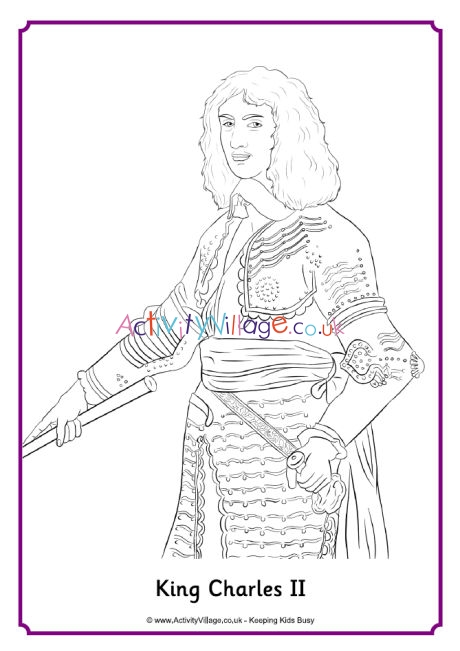 King Charles II colouring page