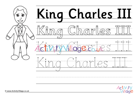 King Charles III handwriting worksheet