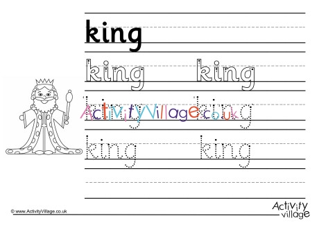 King Handwriting Worksheet