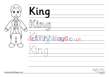 King handwriting worksheet