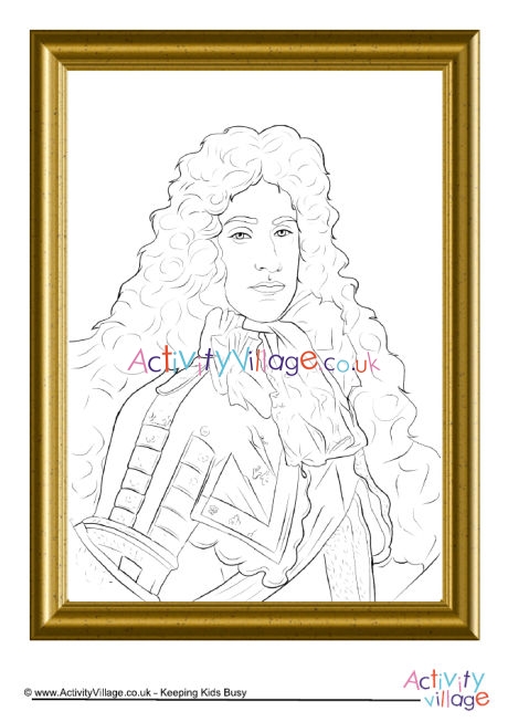 King James II portrait colouring page