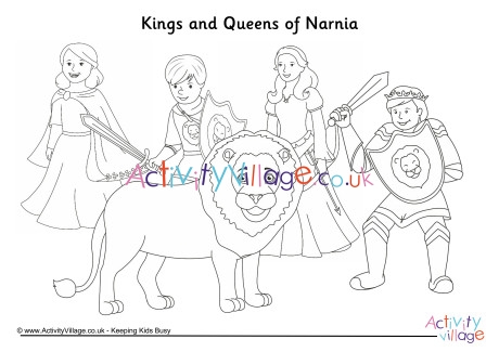 Kings and queens of Narnia colouring page