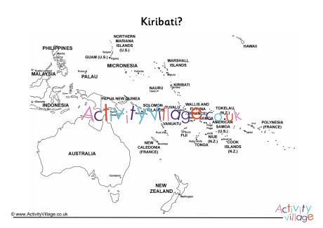 Kiribati On Map Of Oceania