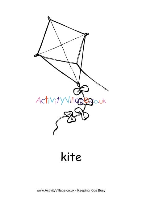 Kite colouring page