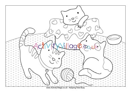 Kittens colouring page