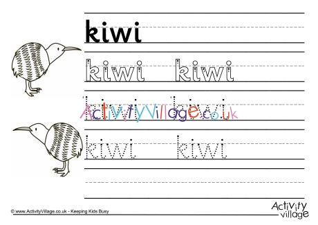 Kiwi handwriting worksheet
