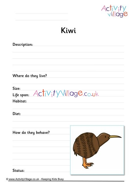 Kiwi worksheet