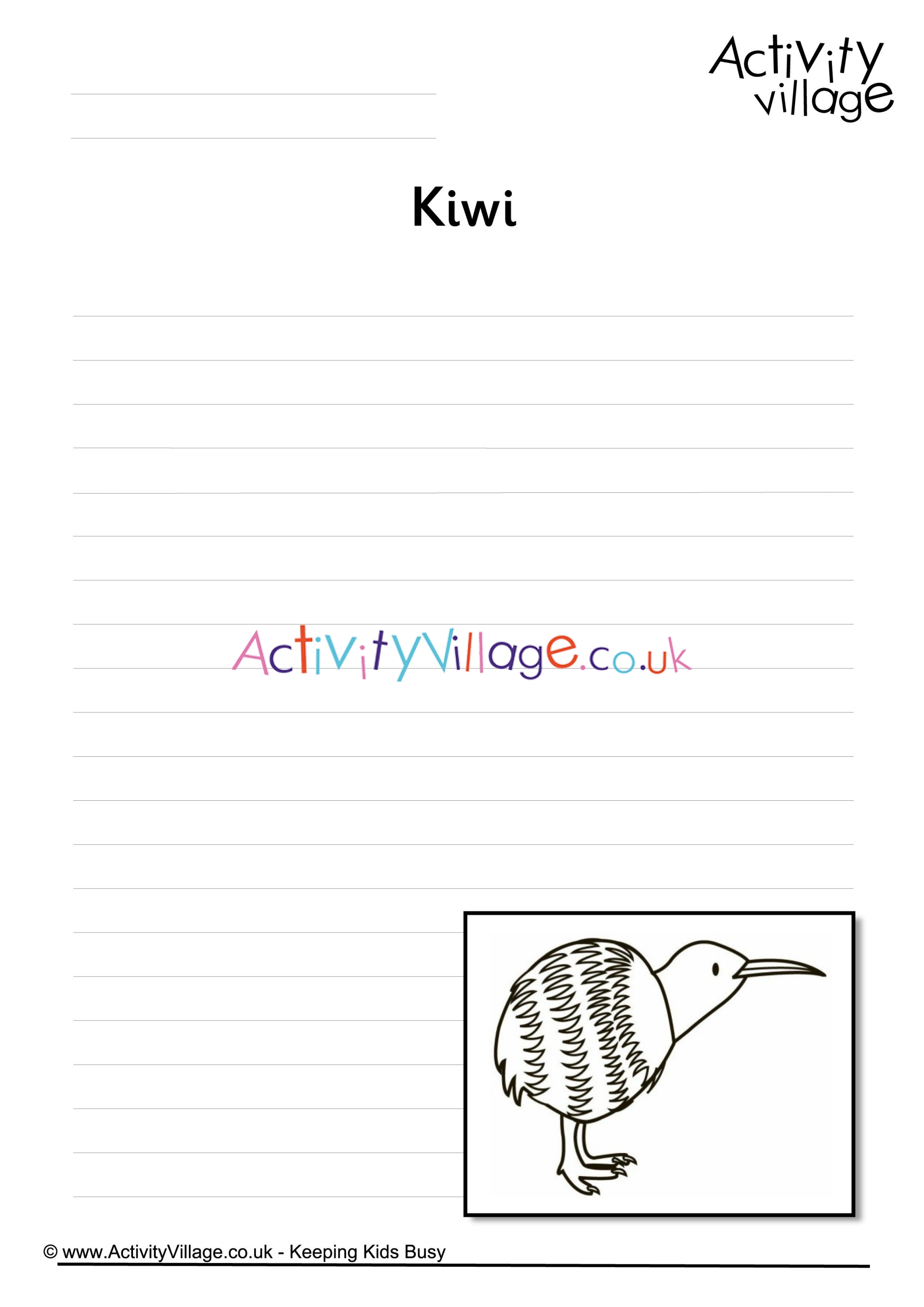 Kiwi writing page