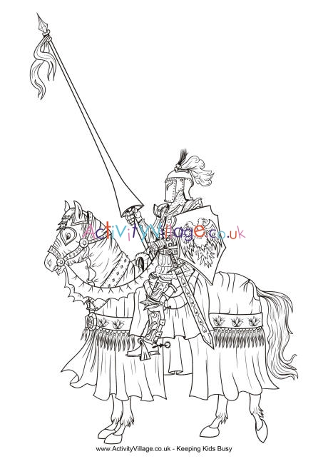 Knight colouring page