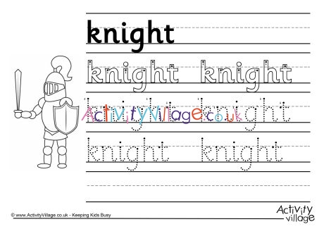 Knight handwriting worksheet