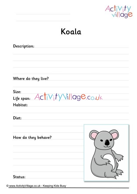 Koala worksheet