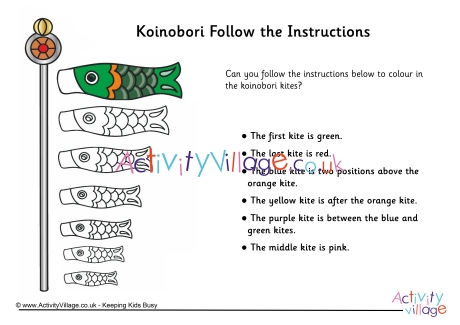 Koinobori follow the instructions colouring 2