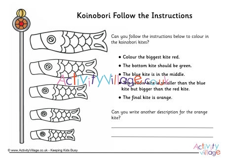 Koinobori follow the instructions colouring 1