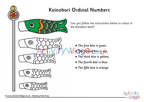 Koinobori ordinal numbers colouring