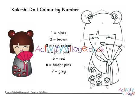 Kokeshi Doll colour by number 2