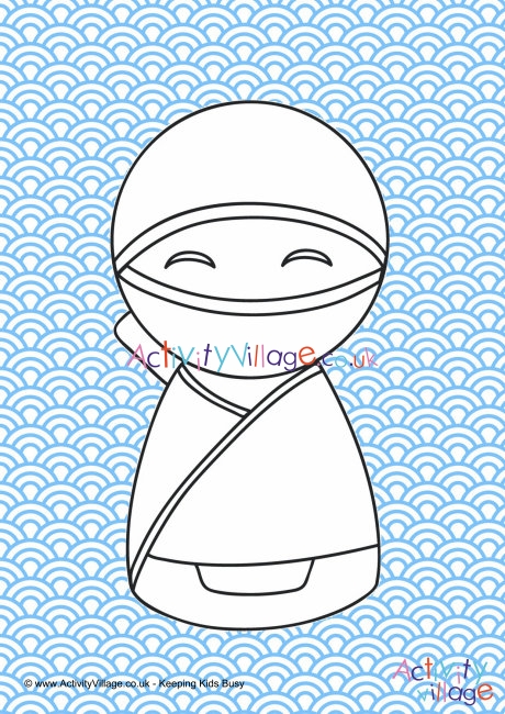 Kokeshi Doll Colour Pop Colouring Page 6